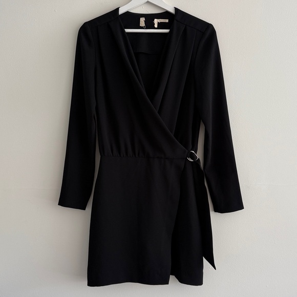 ba&sh Black Mini Long Sleeves‎ Wrap Dress - Picture 2 of 10